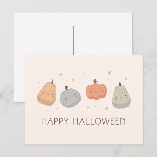 Happy Schattige Pumpkin Design Briefkaart (Voorkant / Achterkant)
