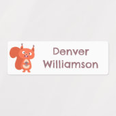 Happy schattige rode eekhoorn cartoon gepersonalis labels (Design 2)