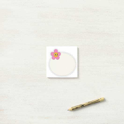 Happy schattige roze bloem post it note (Op bureau)