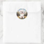 Happy Schattige Schattig Happy Maltese Dog Puppy Ronde Sticker (Tas)