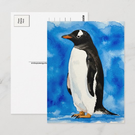 Happy Schattigee Penguin Waterverf Briefkaart (Voorkant / Achterkant)