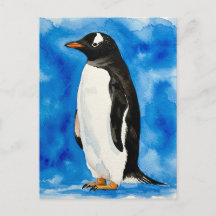 Happy Schattigee Penguin Waterverf Briefkaart