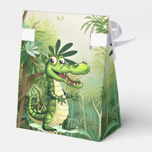 Happy Schattigee wilde krokodil Oerwoud Bomen Mooi Bedankdoosjes (Achterkant)