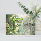 Happy Schattigee wilde krokodil Oerwoud Bomen Mooi Bedankkaart (Staand voorkant)