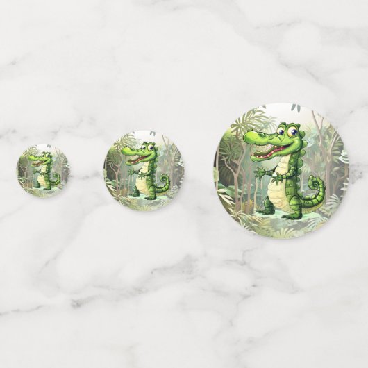 Happy Schattigee wilde krokodil Oerwoud Bomen Mooi Confetti (Achterkanten)