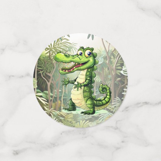 Happy Schattigee wilde krokodil Oerwoud Bomen Mooi Confetti (Kleine voorkant)