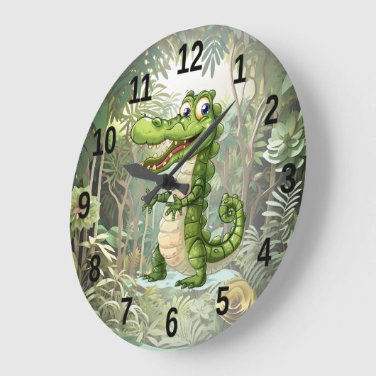 Happy Schattigee wilde krokodil Oerwoud Bomen Mooi Grote Klok (Hoek)