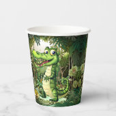 Happy Schattigee wilde krokodil Oerwoud Bomen Mooi Papieren Bekers (Achterkant)