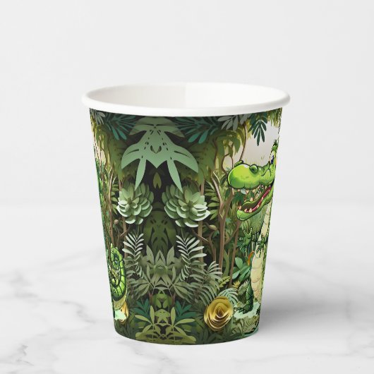 Happy Schattigee wilde krokodil Oerwoud Bomen Mooi Papieren Bekers (Links)