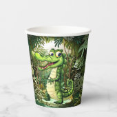Happy Schattigee wilde krokodil Oerwoud Bomen Mooi Papieren Bekers (Voorkant)