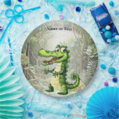 Happy Schattigee wilde krokodil Oerwoud Bomen Mooi Papieren Bordje (Feest)