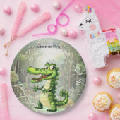 Happy Schattigee wilde krokodil Oerwoud Bomen Mooi Papieren Bordje (Feest)