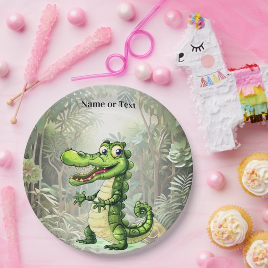 Happy Schattigee wilde krokodil Oerwoud Bomen Mooi Papieren Bordje (Feest)