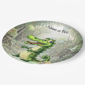 Happy Schattigee wilde krokodil Oerwoud Bomen Mooi Papieren Bordje (Gekanteld)