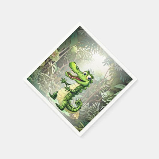 Happy Schattigee wilde krokodil Oerwoud Bomen Mooi Servet (Hoek)
