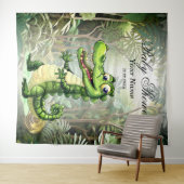 Happy Schattigee wilde krokodil Oerwoud Bomen Mooi Wandkleed (In Situ (horizontaal))