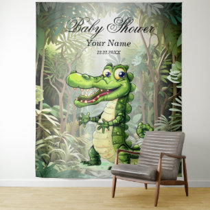Happy Schattigee wilde krokodil Oerwoud Bomen Mooi Wandkleed