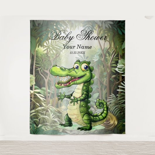 Happy Schattigee wilde krokodil Oerwoud Bomen Mooi Wandkleed (Voorkant)