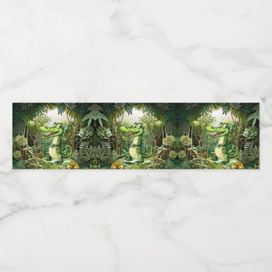 Happy Schattigee wilde krokodil Oerwoud Bomen Mooi Waterfles Etiket (Enkel label)