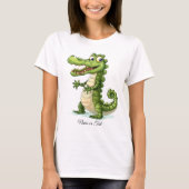Happy Schattigee wilde krokodil Oerwoud bomen vrou T-shirt (Voorkant)