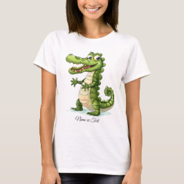 Happy Schattigee wilde krokodil Oerwoud bomen vrou T-shirt