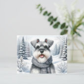 Happy Schnauzer in een sjaal Winter Art Briefkaart (Staand voorkant)