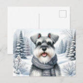 Happy Schnauzer in een sjaal Winter Art Briefkaart (Voorkant / Achterkant)