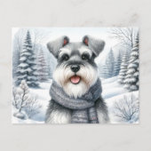 Happy Schnauzer in een sjaal Winter Art Briefkaart (Voorkant)