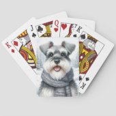 Happy Schnauzer in een sjaal Winter Art Pokerkaarten (Achterkant)