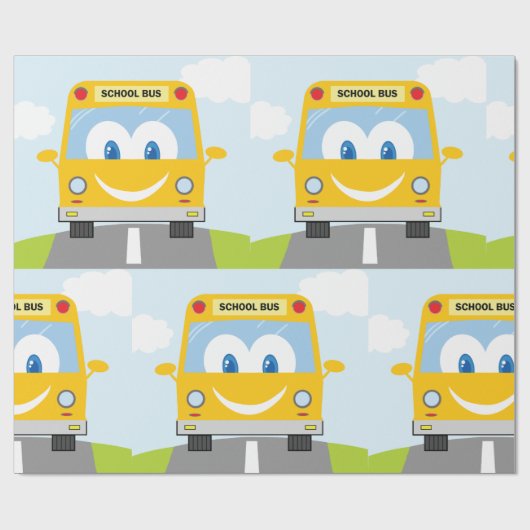 Happy School Bus Cadeaupapier (Vlak)