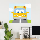 Happy School Bus Poster (Thuiskantoor)