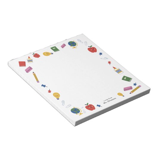 Happy School levert notitie van de leraar Notitieblok (Schuin)