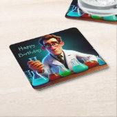 Happy Scientist Verjaardag Kartonnen Onderzetters (Schuin)