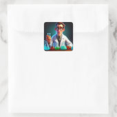 Happy Scientist Verjaardag Vierkante Sticker (Tas)