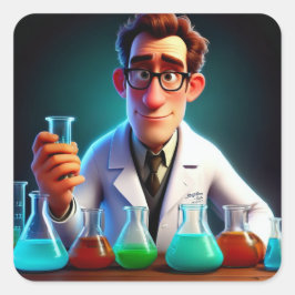 Happy Scientist Verjaardag Vierkante Sticker