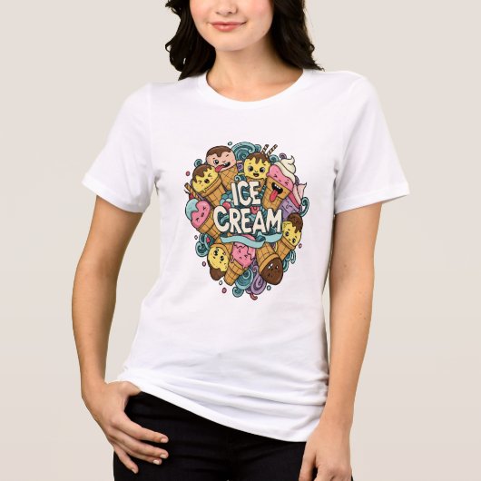 Happy Scoops Doodle Graphic T-shirt (Voorkant)