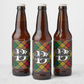 Happy Scotsman Clan Buchanan Tartan Monogram Bier Etiket (Flessen)