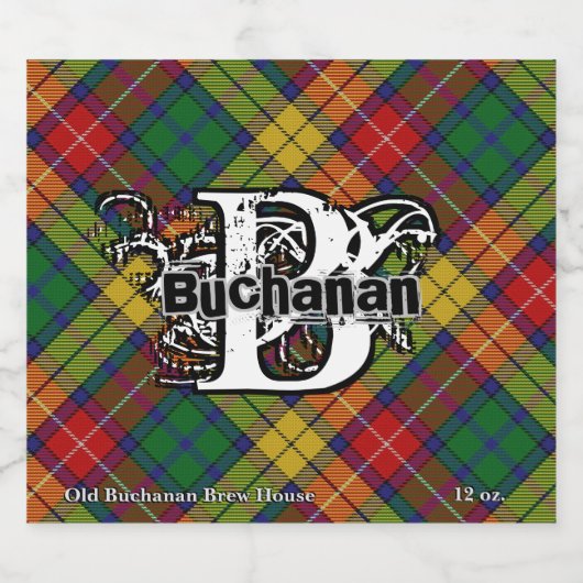 Happy Scotsman Clan Buchanan Tartan Monogram Bier Etiket (Enkel label)
