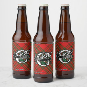 Happy Scotsman Clan Cumming Red Tartan Monogram Bier Etiket