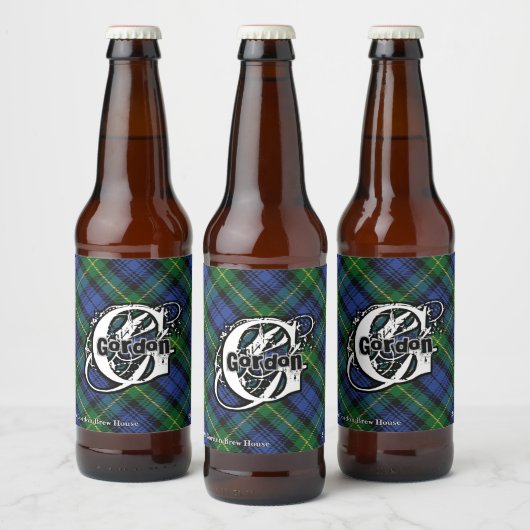 Happy Scotsman Clan Gordon Tartan Monogram Bier Etiket (Flessen)