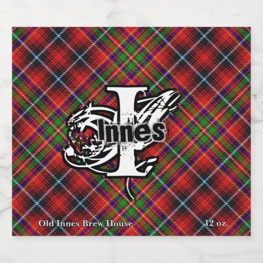 Happy Scotsman Clan Innes Tartan Monogram Bier Etiket (Enkel label)