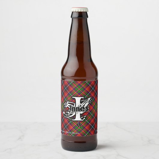 Happy Scotsman Clan Innes Tartan Monogram Bier Etiket (Voorkant)
