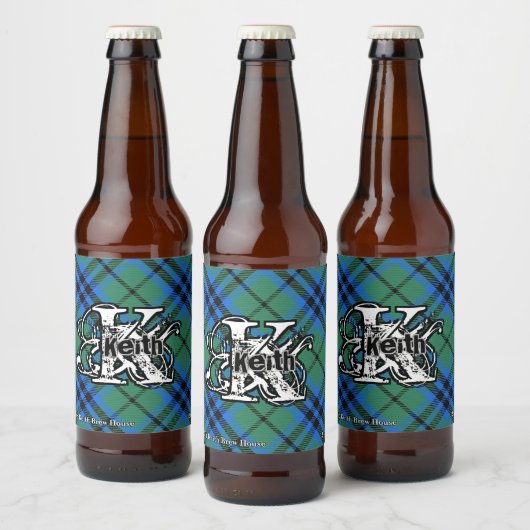 Happy Scotsman Clan Keith Tartan Monogram Bier Etiket (Flessen)