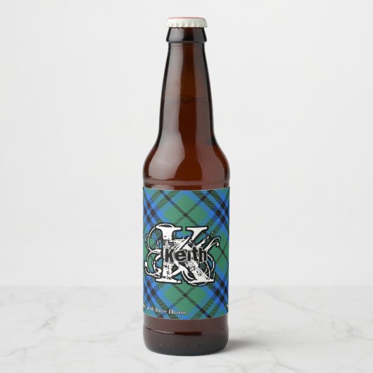 Happy Scotsman Clan Keith Tartan Monogram Bier Etiket (Voorkant)