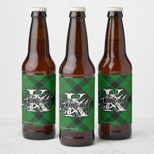 Happy Scotsman Clan Kincaid Tartan Monogram Bier Etiket (Flessen)