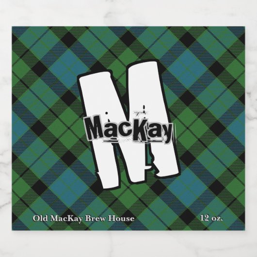 Happy Scotsman Clan MacKay Ancient Tartan Monogram Bier Etiket (Enkel label)