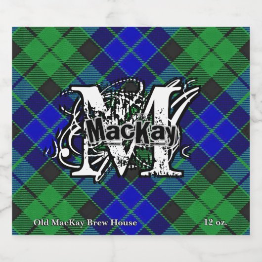 Happy Scotsman Clan MacKay Tartan Monogram Bier Etiket (Enkel label)