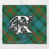 Happy Scotsman Clan Ross Tartan Monogram Bier Etiket (Enkel label)