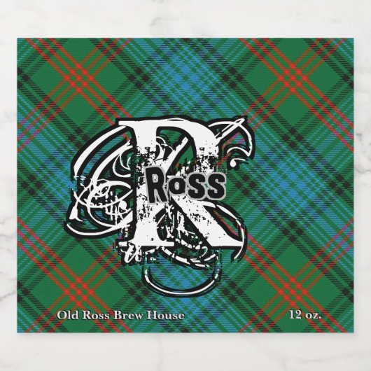 Happy Scotsman Clan Ross Tartan Monogram Bier Etiket (Enkel label)