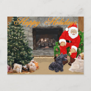 Happy Scottish Terrier & Santa Feestdagenkaart